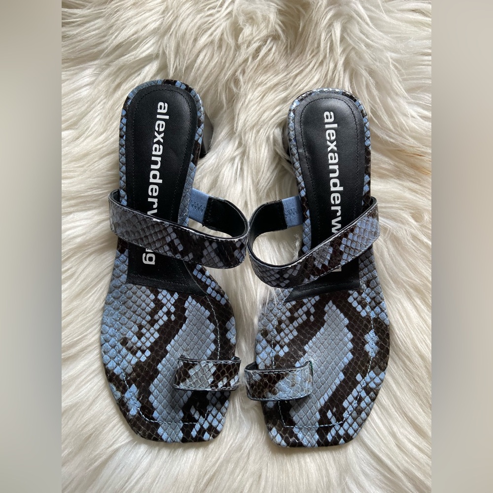 alexander wang ellis snakeskin sandals size 36.5 - Picture 2 of 10